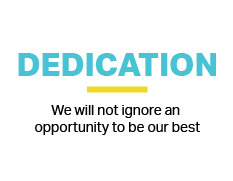 Teal dedication graphic with the text we will not ignore an opportunity to be our best